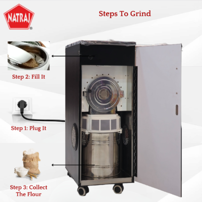 Steps to grind grains and spices using domestic flour mill