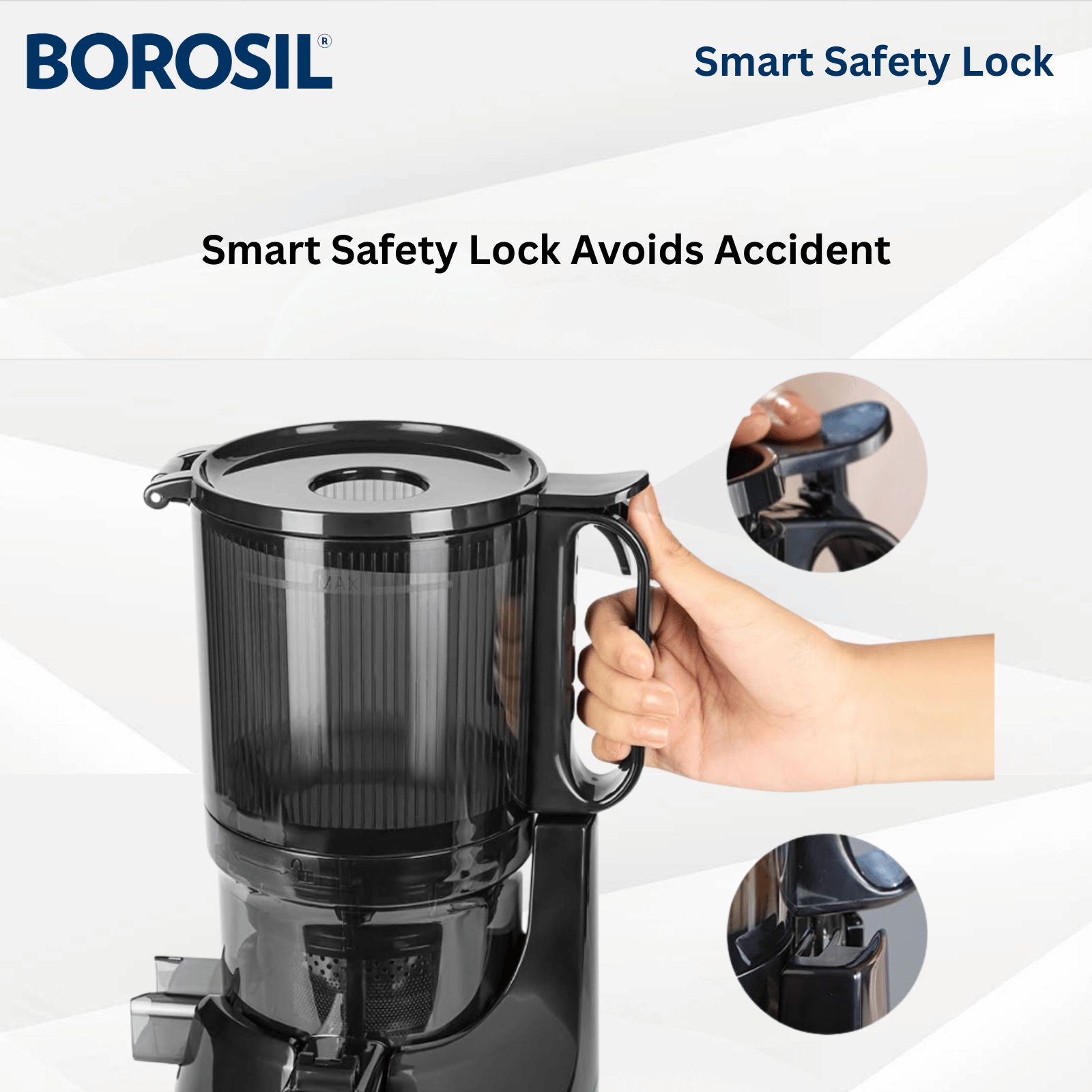 Borosil Vita Rich Cold Press Juicer - Smart Lock
